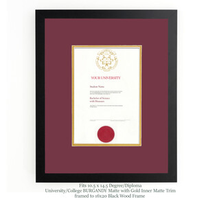 Diploma Frame for McMaster University BURGANDY MATTE