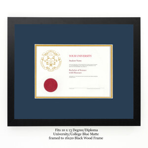Diploma Frame University/College with BLUE MATTE