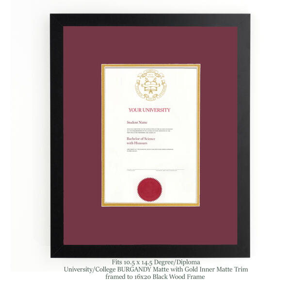 Diploma Frame for McMaster University BURGANDY MATTE